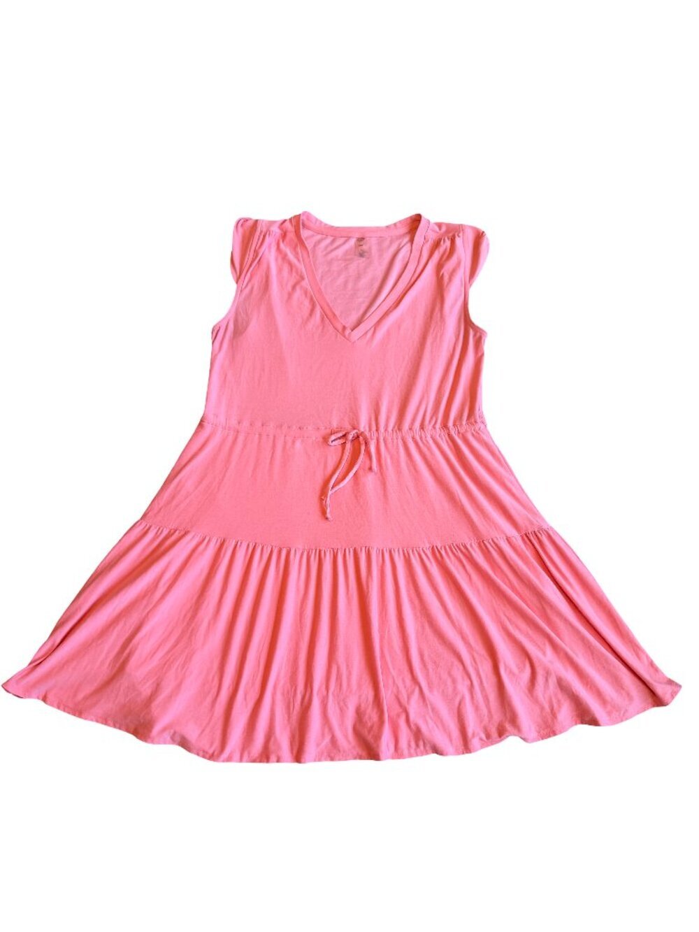 Beyond Yoga Featherweight Out & About Ruffle Mini Tier Dress Coral Size Medium